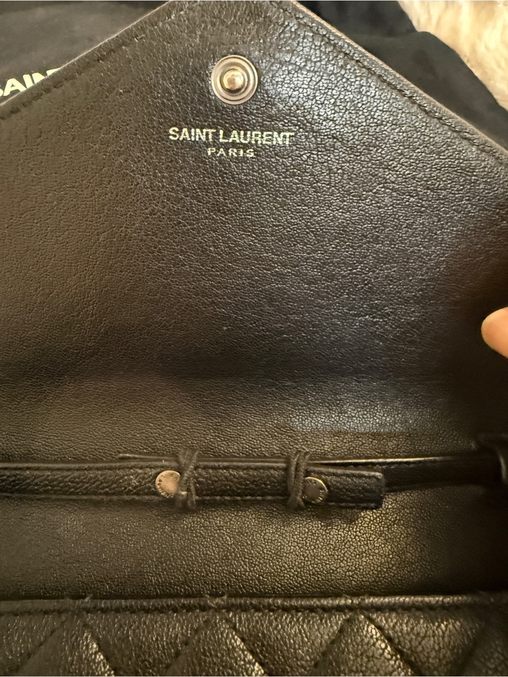 Saint Laurent Triquilt black wallet on chain WOC with aged silver hardware - Picture 8 of 10